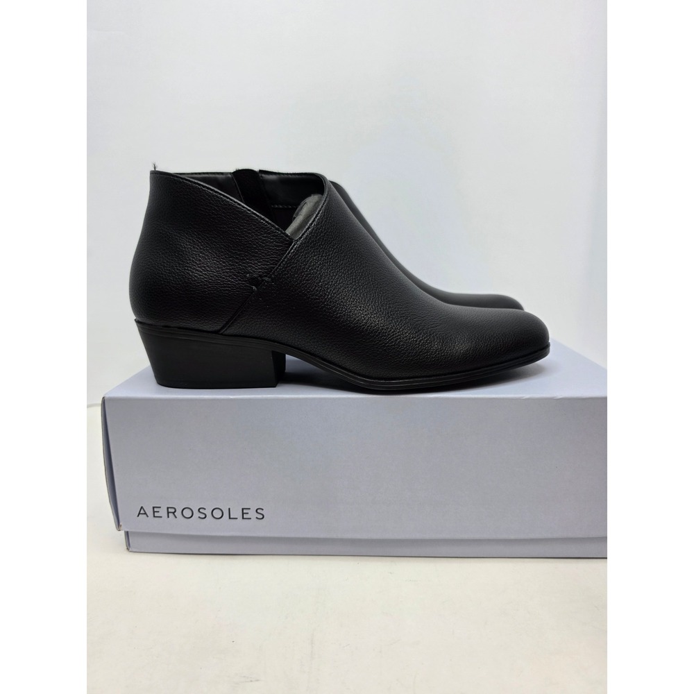 Aerosoles Cayu Booties Side Zippers Gold Hardware Black Size 7.5 Western Boho